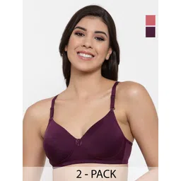 SHYAM SONS FLAIR Plainmould Women Pack of 3 Full Coverage Lightly Padded T-shirt Bra-picture-38