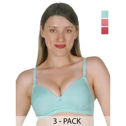 SHYAM SONS FLAIR Plainmould Women Pack of 3 Full Coverage Lightly Padded T-shirt Bra-picture-11