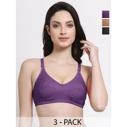 SHYAM SONS FLAIR Shine Pack Of 3 Women Full Coverage Everyday Bra-picture-32