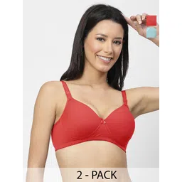 SHYAM SONS FLAIR Women Pack of 2 Solid Full Coverage Lightly Padded Non-Wired T-shirt Bra-picture-21