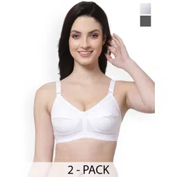 SHYAM SONS FLAIR Women Pack Of 2 White & Black Seamed Non-Padded Full Coverage Bra-picture-26