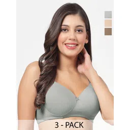 SHYAM SONS FLAIR Women Pack Of 3 Full Coverage Lightly Padded T-shirt Bra-picture-36