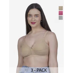 SHYAM SONS FLAIR Women Pack of 3 Full Coverage Non Padded Cotton Bra-picture-18