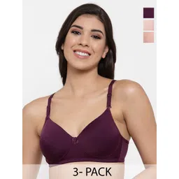 SHYAM SONS FLAIR Women Pack of 3 Solid Full Coverage Lightly Padded Non-Wired T-shirt Bra-picture-20