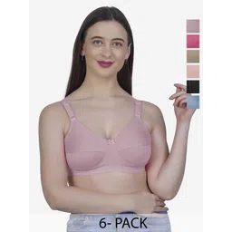 SHYAM SONS FLAIR Women Pack of 6 Full Coverage Non Padded Cotton Bra-picture-23