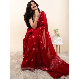 SHYAMALI BOUTIQUE Woven Design Pure Cotton Block Print Saree-picture-31