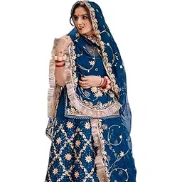 shyamlata Latest Heavy Embroidery Work Semi Stitched Shimmer Silk Rajputi Poshak For Women Rajasthani Lehenga Choli-picture-25