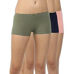 shyygl Women Cotton Panty Spandex Lowrise Boy Shorts Panties Stretchable Full Coverage Soft Moisture absorbant Solid Color Model SL 914 (Pack of 3)-picture-46