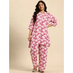 Sia Ab Pehnegi Duniya Floral Printed Mandarin Collar A-Line Kurta with Trousers-picture-16