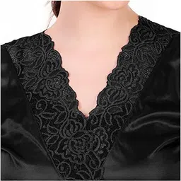 Siaasa || Satin Nighty Suit| Night Dress Women| Satin Nighty Set- Nightwear Set 6 Piece Girl, Ladies| Night Gown for Women| Women's Satin Solid Nighty image 2