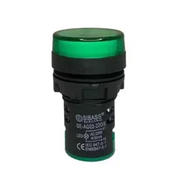 Sibass Electric LED Indicating Lamp 22.5 mm Dia. Black Body 12 V/440 V AC/DC Green Light, SE-AD22-22DS (Pack of 1000)-image-24