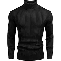 sibbu Men's High Turtle Neck Cotton Slim Fit T-Shirt (Black Dark, Medium)-picture-13