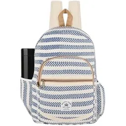 Sic Mundus Handcrafted 100% Hemp Backpack – Multicolor Boho Rucksack for Men & Women | Eco-Friendly, Handwoven College Bag with Front Pocket & Side Pouch | Travel & Casual Use |Blue|-picture-56