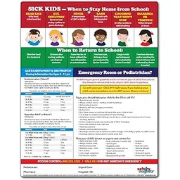 Sick Kids Quick Reference Card - When to Keep Kids Home from School, Acetaminophen & Ibuprofen Dosing Chart, When to Take Kids to ER vs Pediatrician/Urgent Care - Laminated w/Magnets, 8.5"x11"-picture-11