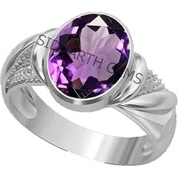sidharth gems 12.25 Ratti 11.50 Carat Amethyst Silver Plated Ring Katela Ring Original Certified Natural Amethyst Stone Ring Astrological Birthstone Adjustable Ring Size 16-24 for Men and Women,s-picture-46
