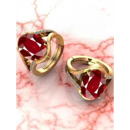 Sidharth Gems 13.25 KT 12.00 KT Ruby Stone Adjustable Gold Plated Brass Ring-picture-38