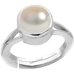 sidharth gems 14.25 Ratti /13.75 Carat Natural Pearl Certified moti Adjustable panchhdhaatu/Ashtadhatu Silver Plated Ring for Men and Women-picture-24