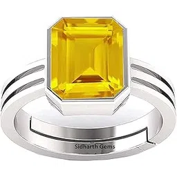 sidharth gems 5.00 Carat 6.25 Ratti Yellow Sapphire Astrological Purpose Sterling 92.5 Silver Ring for Men & Women's Lab Approved Stone with Ring-picture-21