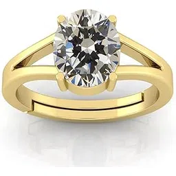 sidharth gems 5.00 Ratti 4.50 Carat Zircon Ring Diamond Ring American Diamond Zircon Stone Gold Plated Metal Adjustable Ring for Men and Women-picture-23