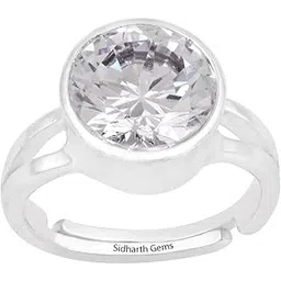 sidharth gems 5.25 Ratti 4.00 Carat Natural Quality Rashi Ratna Astrological White Zircon Stone Silver Adjustable Ring for Men and Women-picture-22