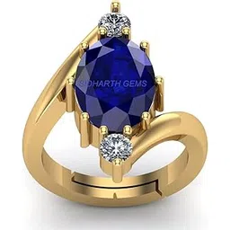sidharth gems 8.55 Carat Certified Original Blue Sapphire Gold Plated Ring Panchdhatu Adjustable Neelam Ring for Men & Women by Lab Certified-picture-18