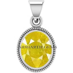 sidhgems 12.25 Ratti 11.00 Carat Natural Yellow Sapphire Silver Plated Pendant/Locket (Pukhraj Stone Panchadhatu Pendant) Original AAA+ Quality Gemstone Pendant for Men and Women-picture-48