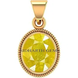 sidhgems 8.25 Ratti Natural Yellow Sapphire Pukhraj Gemstone Stone Gold Plated Pendant Locket with Lab Certificate-picture-38