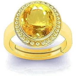 sidhgems 9.25 Ratti / 8.00 Carat Natural Yellow Topaz Gemstone Ring (Sunela Stone Ring) Lab Certified Adjustable Silver Plated Ring in Panchdhatu for Men and Women, Sunhela Stone Ring-picture-12