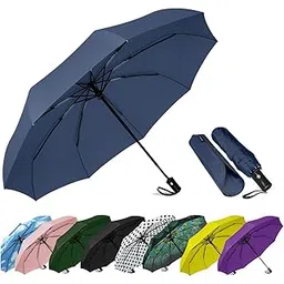 siepasa Windproof Travel Compact Umbrella, 8-Ribs Anti-UV Waterproof Folding Umbrella with Telfon Coating-One Button for Auto Open and Close-picture-37