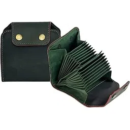 sifa Genuine Leather RFID Protected 15 Slots Debit/Credit/Card Holder for Men & Women (Green)-picture-54