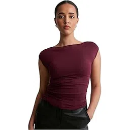 sightbomb SKIMS Ultra Soft Fabric Afford LUX Edition Double Layered Boat Neck Folded Cap Sleeves SOFTLINE Cuddle TOP for Women-picture-10