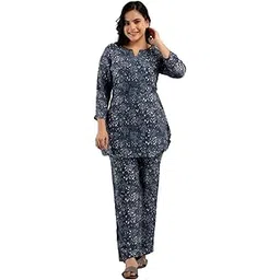 sigma trends Rayon Printed Plus Size Night wear Pyjama Set/Pajama Night Suit Set/Sleep wear Set/Loungewear Set/Coord Set Grey Color-picture-51