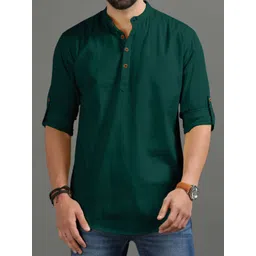 sigman Men Solid Cotton Blend Straight Kurta-picture-18