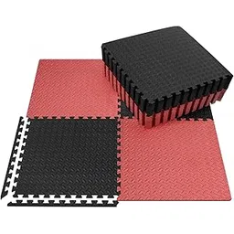 SIGNATRON 24mm Thick, Exercise Mat Tiles, Interlocking Foam, Micro-Grid Design, for Gymnastics, Exercise, Play Areas, Home Gyms, Dance Studios, Yoga Rooms (8Pcs, Red - Black)-image-5