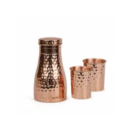 SignoraWare Brown Damaru Copper Water Bottle with 2 Glass-picture-31