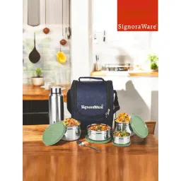 SignoraWare Egreen Premium Steel Lunch Box - Set of 5 (500 ml, 350 ml, 140 ml, 750 ml-picture-17