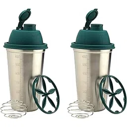 Signoraware Stainless Steel Shake n Shake Steel Sports Shaker with Blending Ball and Whisking Wheel, Set of 2, 650Ml + 650Ml, Multicolour-image-3
