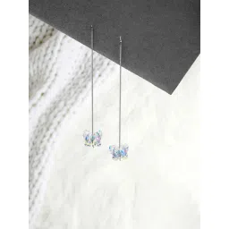 Silberry 92.5 Sterling Silver Butterfly Slay Swarovski Earrings for Women-picture-14