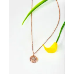 Silberry 92.5 Sterling Silver Rose Gold Bouquet Pendant With Chain-picture-14