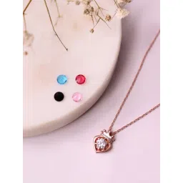 Silberry 92.5 Sterling Silver Rose Gold Crowned Heart Pendant-picture-41