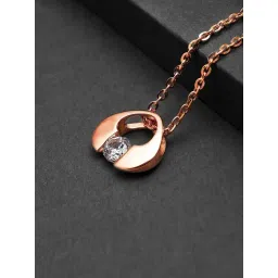 Silberry 92.5 Sterling Silver Rose Gold Crystal Delight Pendant-picture-23