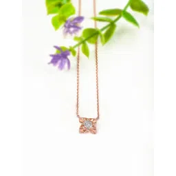 Silberry 92.5 Sterling Silver Rose Gold Floral Pendant with Chain-picture-36