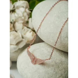 Silberry 92.5 Sterling Silver Rose Gold Fly High Necklace-picture-18