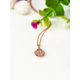 Silberry 92.5 Sterling Silver Rose Gold Mini Flower Pendant with Chain-picture-31