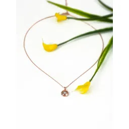 Silberry 92.5 Sterling Silver Rose Gold Round Illusion Pendant with Chain-picture-32