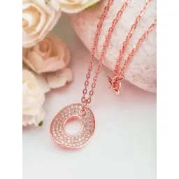 Silberry 92.5 Sterling Silver Rose Gold Shield Necklace-picture-17
