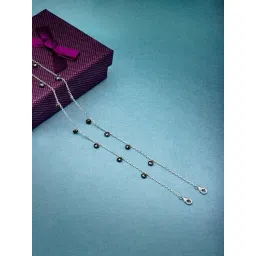 Silberry 92.5 Sterling Silver Royal Crystal Pair of Anklets-picture-13