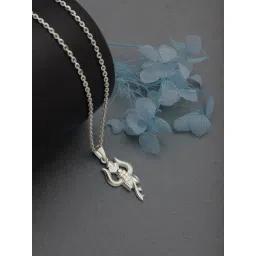 Silberry 92.5 Sterling Silver Trishul Pendant with Chain-picture-22