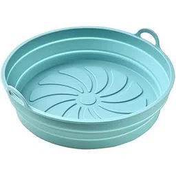 Silicone Basket for Hot Air Fryer, Non-Stick | Foldable Basket Air Fryer Liners with Ear Handles | Silicone Pot Bowl Baking Tray Oven/Microwave Accessories Easy Cleaning | (Sky Blue)-picture-19