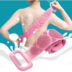 Silicone Bath Body Scrubber | Long Body Scrubber | Shower brush | Double Sided Body Scrubber (Color as per availability)-picture-11